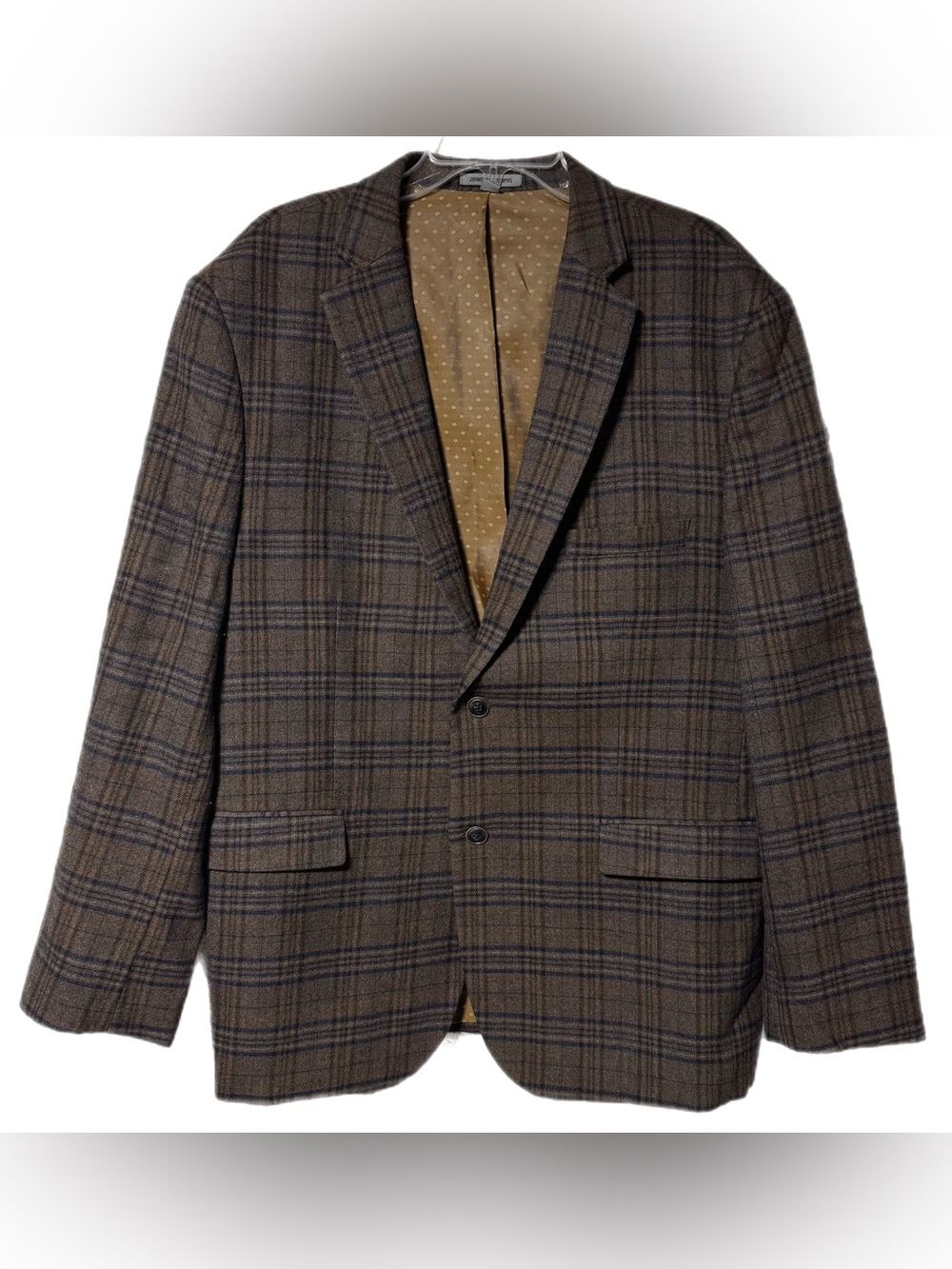 Johnston & Murphy Brown Plaid Wool Blazer XXL Sport Coat Preppy 2 Button Classic